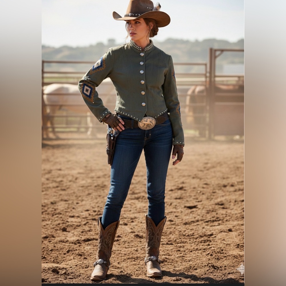 Valencia sanctuary cotton jacket camo military grunge concho western Navajo